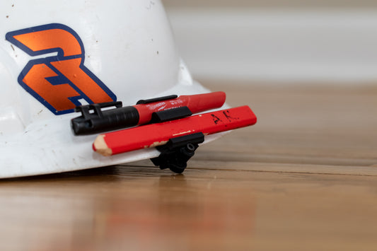 Hardhat/ Hat Pencil and Milwaukee Inkzall Marker holder (Fits Any Hardhat, Brim Attachment)