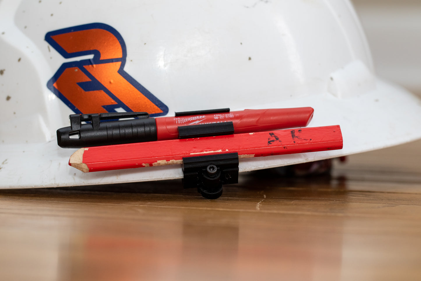 Hardhat/ Hat Pencil and Milwaukee Inkzall Marker holder (Fits Any Hardhat, Brim Attachment)